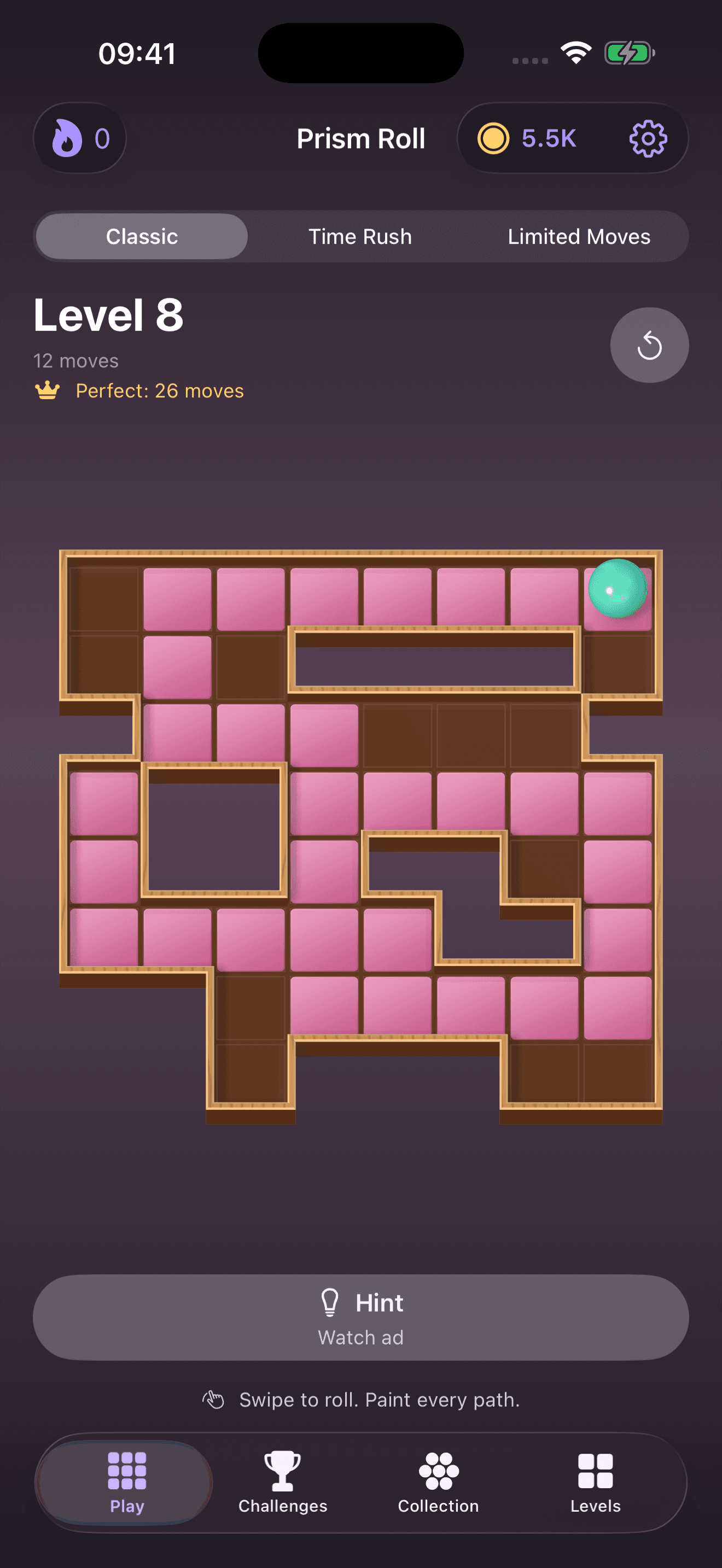 Prism Roll's warm Timber world with a wooden maze.